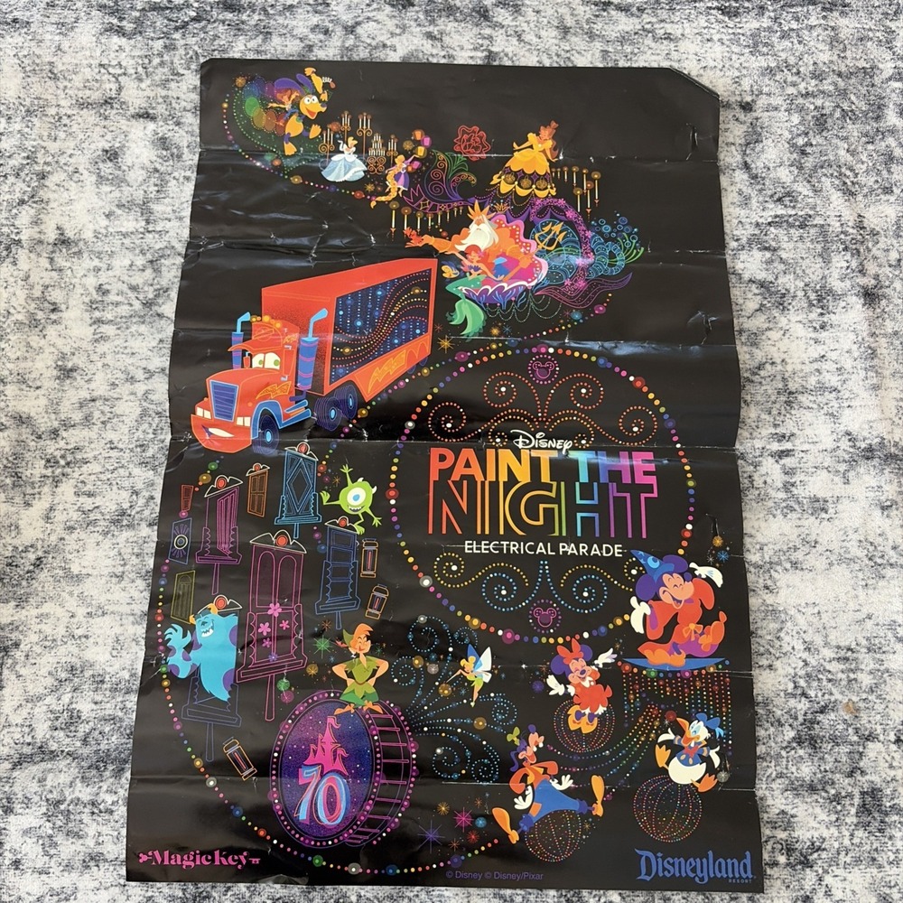 DAMAGED 2025 Disneyland 70th Anniversary PAINT THE NIGHT PARADE Poster 16x24